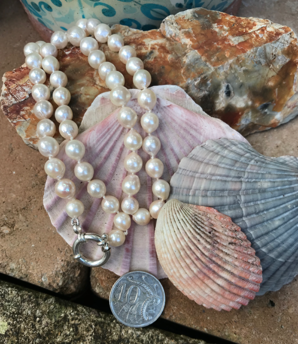 Classic Hand Knotted Fresh Water Pearl Necklace   #TFF5 - Image 2