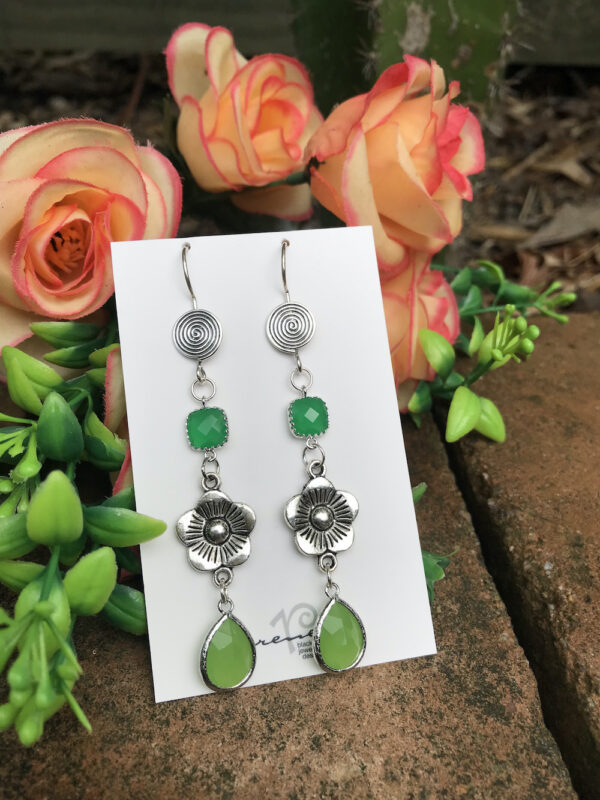 Brilliant Green Crystals & Sterling Silver Earrings!   #DCA2