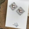 Petal Pink Pearl & Crystal Stud/Post Earrings   #ZZ32 - Image 5
