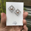 Petal Pink Pearl & Crystal Stud/Post Earrings   #ZZ32 - Image 4