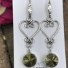 Swarovski "Crackle Crystal" & Sterling Silver Heart Earrings   #VO7 - Image 4