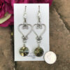 Swarovski "Crackle Crystal" & Sterling Silver Heart Earrings   #VO7 - Image 2