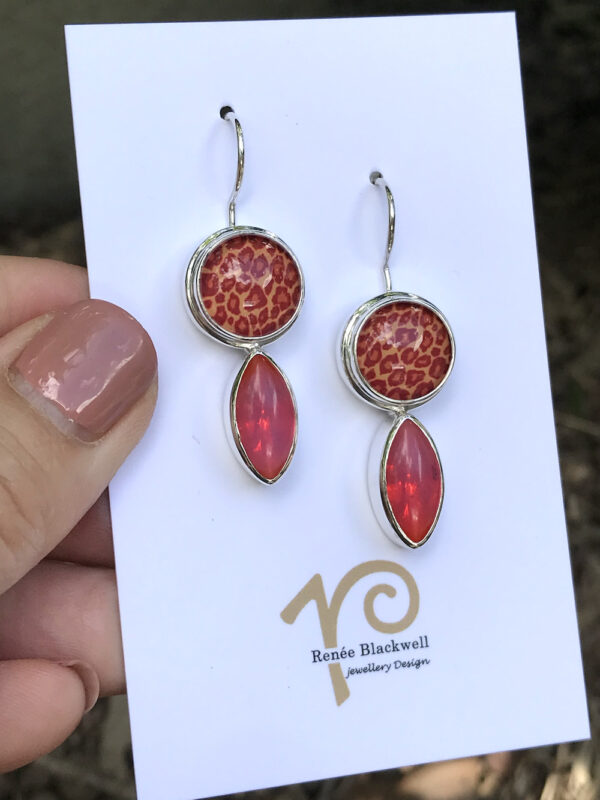 Pink Lovers! Animal Print Button & Crystal Earrings!    #CAQ9