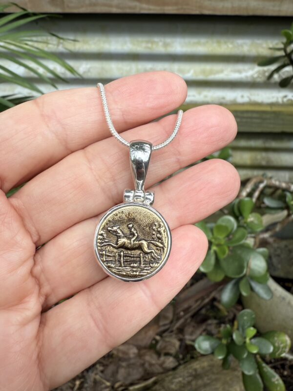 Horse Lovers! Antique Button Pendant-Includes Sterling Silver Chain!   #HLBM2 - Image 3