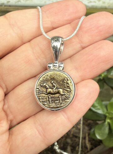 Horse Lovers! Antique Button Pendant-Includes Sterling Silver Chain!   #HLBM2