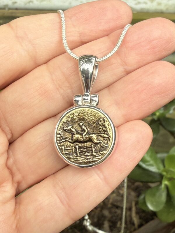 Horse Lovers! Antique Button Pendant-Includes Sterling Silver Chain!   #HLBM2