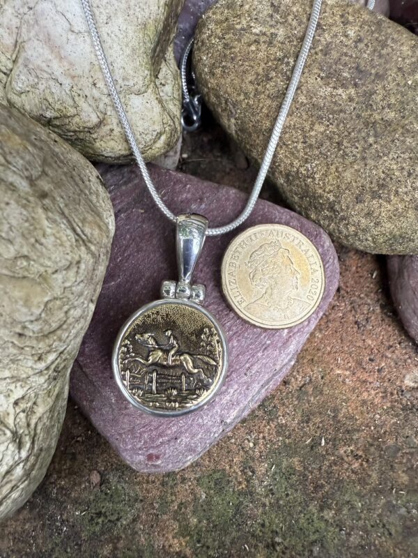 Horse Lovers! Antique Button Pendant-Includes Sterling Silver Chain!   #HLBM2 - Image 2