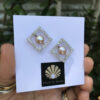 Petal Pink Pearl & Crystal Stud/Post Earrings   #ZZ32 - Image 6