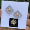 Petal Pink Pearl & Crystal Stud/Post Earrings   #ZZ32