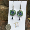 French 1950's Era Blue/Green Vintage Button Earrings    #DD49 - Image 2