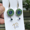 French 1950's Era Blue/Green Vintage Button Earrings    #DD49 - Image 3