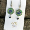 French 1950's Era Blue/Green Vintage Button Earrings    #DD49 - Image 5