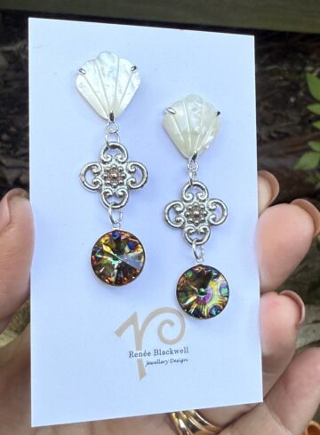 Phenomenal Mother of Pearl & Swarovski Crystal Earrings   #ATWK6