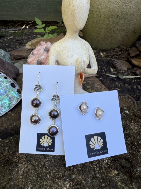 Double Mocha/Chocolate Pearl Earrings-Includes Bonus Pair!    #CMP44 - Image 2