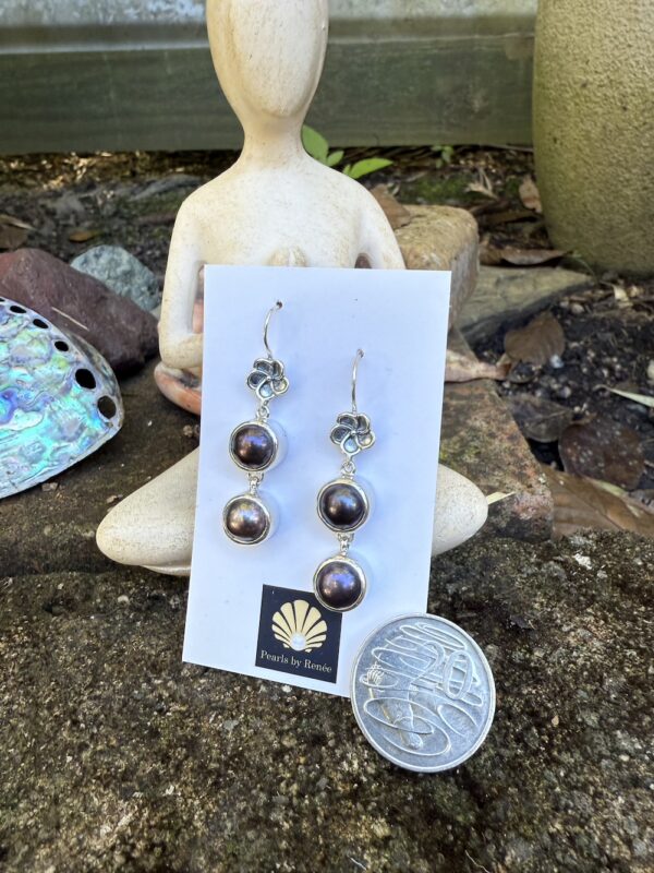 Double Mocha/Chocolate Pearl Earrings-Includes Bonus Pair!    #CMP44 - Image 4