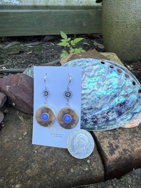 1940's Era Vintage Blue Button Earrings of the Week!   #KDL91 - Image 2