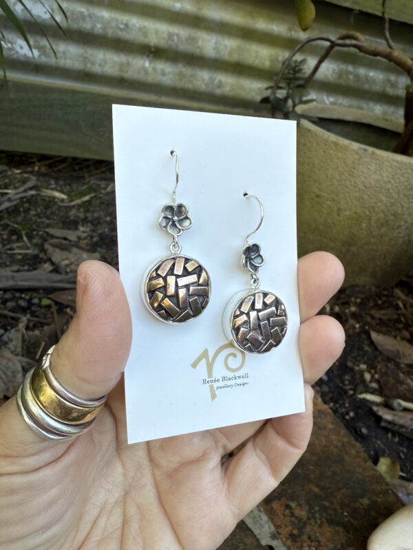 Renée's Pick! Copper Vintage 1950's Italian Button Earrings   #WRD22 - Image 5