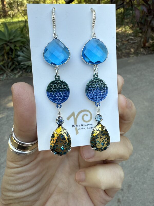 "Flash Sale!" Blue/Green Stunning Statement Earrings   #GBS3