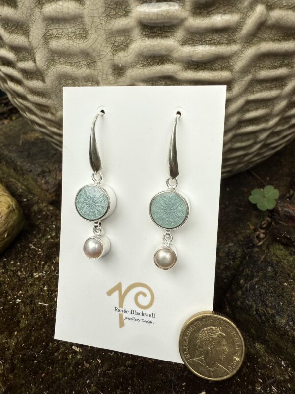 "Seafoam Blue/Green Antique Button & Pearl Earring Treasures!   #SFG6 - Image 3