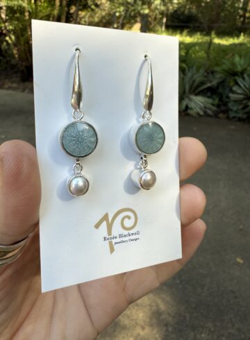 "Seafoam Blue/Green Antique Button & Pearl Earring Treasures!   #SFG6