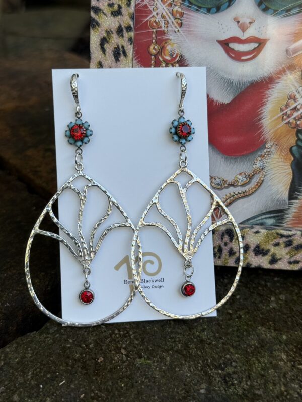 Amazing Sterling Silver & Crystal Statement Earrings   #SRK66 - Image 2