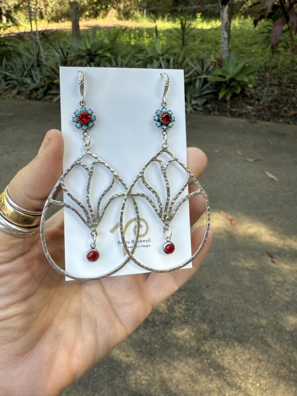 Amazing Sterling Silver & Crystal Statement Earrings   #SRK66 - Image 3