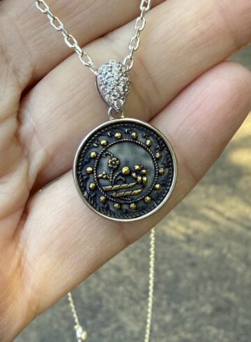 Stunning “Mini” 1800's Era Antique Button Pendant-Includes Sterling Silver Chain!