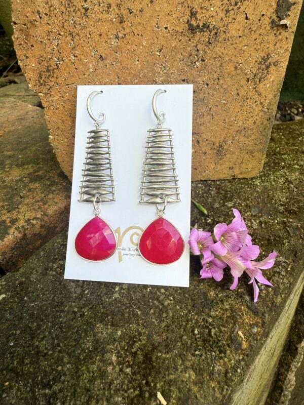 Absolutely Stunning Raspberry Red Quartz Crystal Earrings   #TSQ1 - Image 2