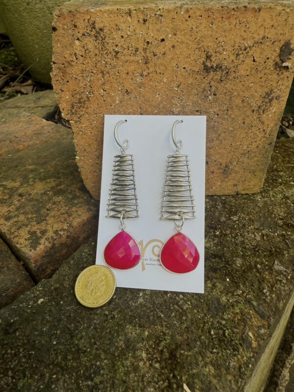 Absolutely Stunning Raspberry Red Quartz Crystal Earrings   #TSQ1 - Image 3