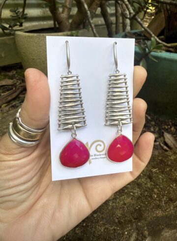 Absolutely Stunning Raspberry Red Quartz Crystal Earrings   #TSQ1