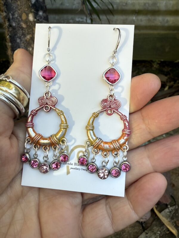 Super Fun! Pink & Orange Earrings with Sparkle, Shimmer & Shine!   #SPB5