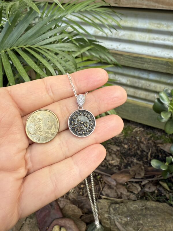 Stunning “Mini” 1800's Era Antique Button Pendant-Includes Sterling Silver Chain! - Image 2