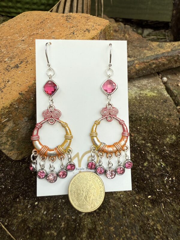 Super Fun! Pink & Orange Earrings with Sparkle, Shimmer & Shine!   #SPB5 - Image 2