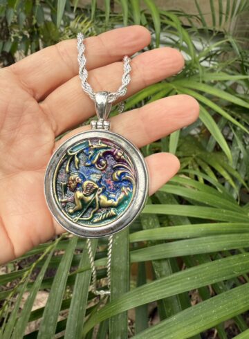 Cherub 1800's Era Antique  Button Pendant-Includes Silver Chain!   #TAH2