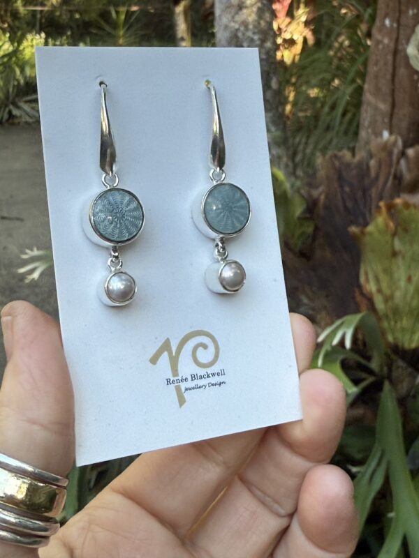 "Seafoam Blue/Green Antique Button & Pearl Earring Treasures!   #SFG6 - Image 4
