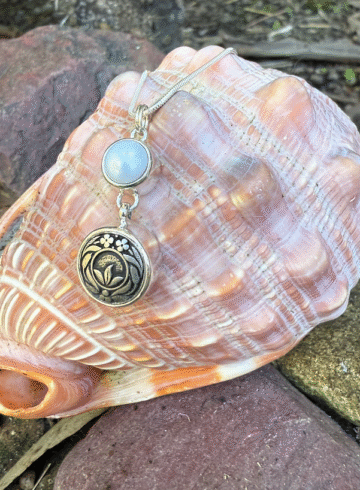 Timeless! Mini Vintage Button & Pearl Pendant-Includes Sterling Silver Chain!   #BBM93