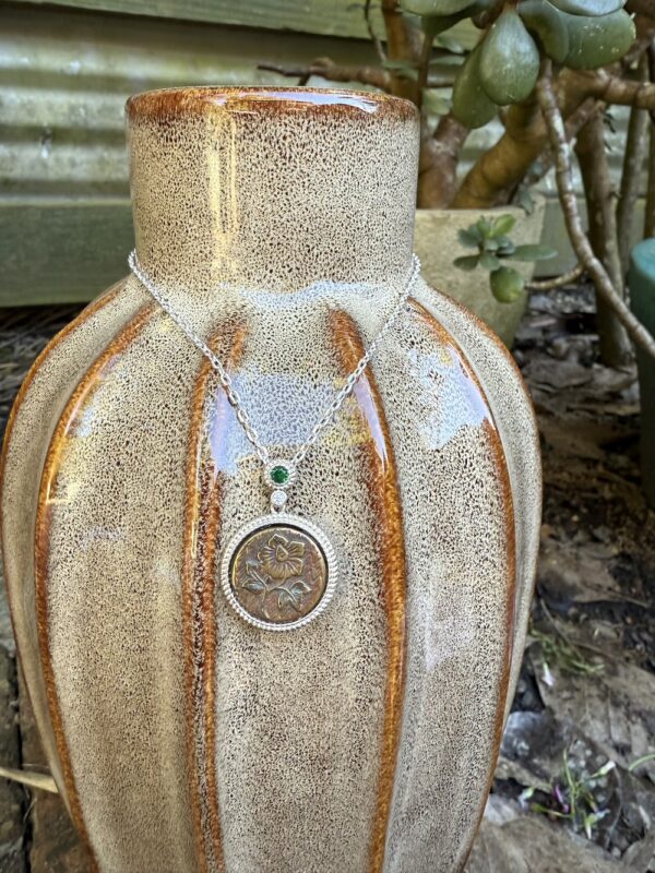 "Mini" 1800's Era Antique Button Pendant-Includes Sterling Silver Chain!   #PBM82 - Image 2