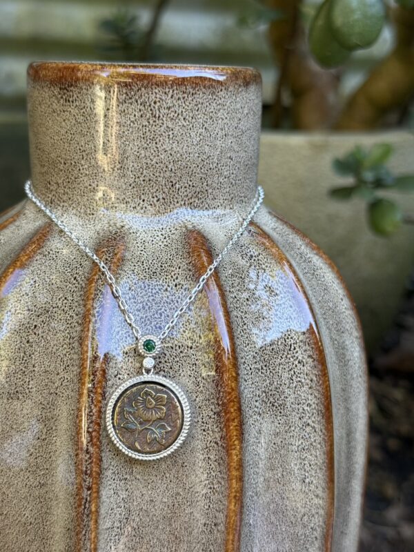 "Mini" 1800's Era Antique Button Pendant-Includes Sterling Silver Chain!   #PBM82 - Image 6