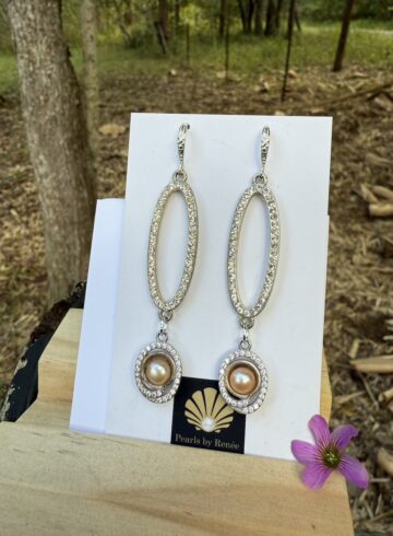Shimmering Crystal & Peachy Pearl Earrings-Includes Bonus Pair!   #75DS