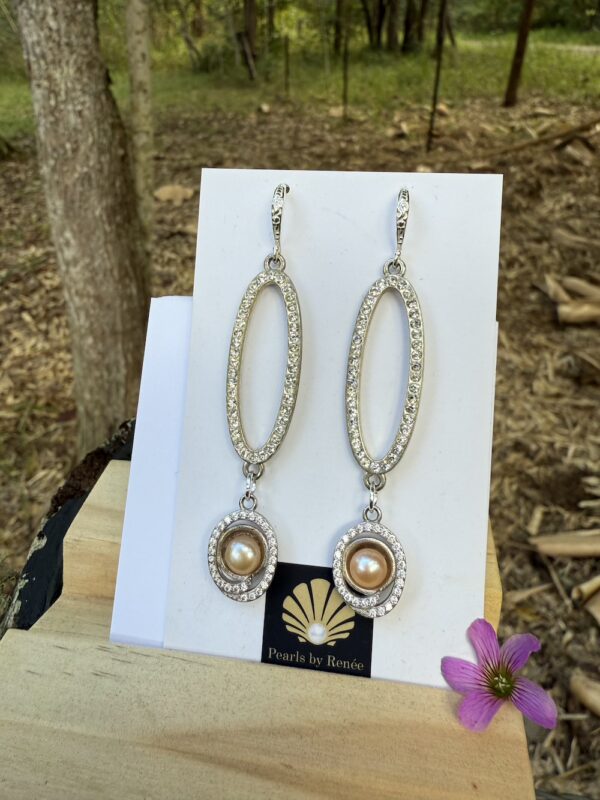 Shimmering Crystal & Peachy Pearl Earrings-Includes Bonus Pair!   #75DS