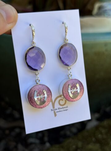 Purple Lovers-Vintage Button & Crystal Earring Treasures!   #431YY
