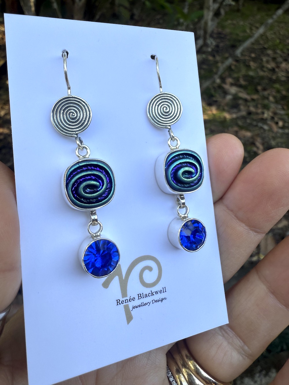 Cobalt Blue Crystal & Vintage Button Earring Treasures! #PQB7