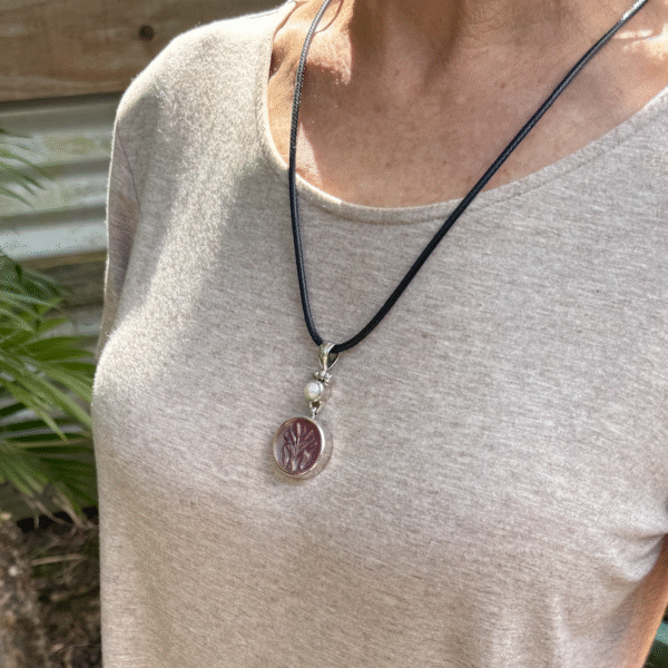 Remarkable 1800's Era Antique Button & Pearl Pendant-Includes Black Leather Cord!   #PP88 - Image 3