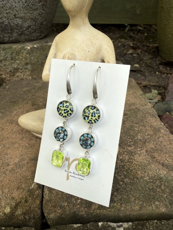Aqua Blue & Luscious Lime 3-Drop Earring Treasures!  #TW33 - Image 4