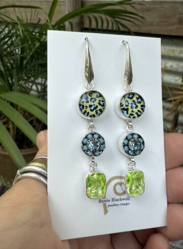 Aqua Blue & Luscious Lime 3-Drop Earring Treasures!  #TW33