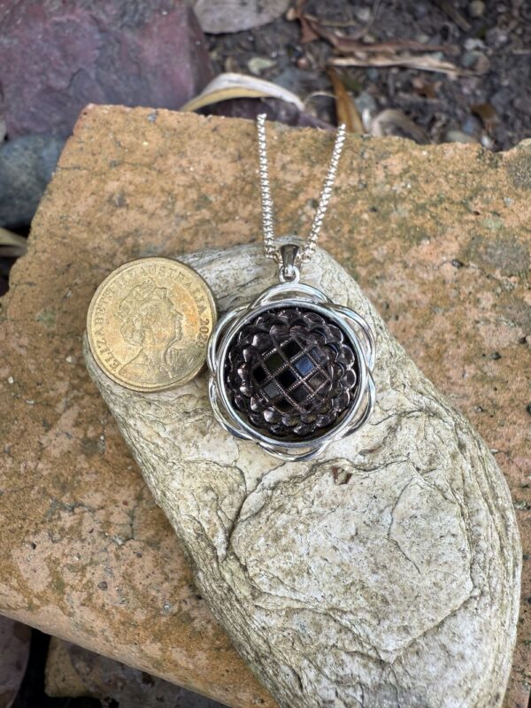 Timeless Vintage "Mini Button" Pendant-Includes Sterling Silver Chain!   #IG698 - Image 2