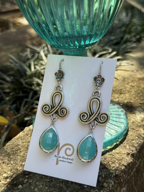 Aqua Blue Crystal Earring Delights     #PFE4 - Image 4