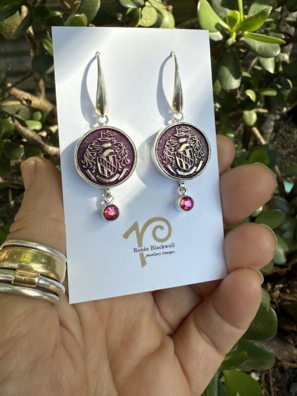 Classic! Vintage Button & Sparkly Crystal Earrings    #OMP4 - Image 6
