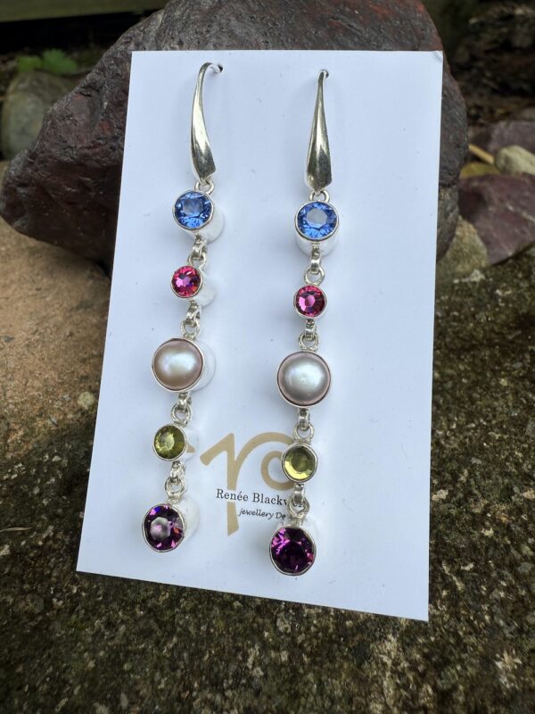Glorious Five Drop Crystal & Pearl Earrings    #HCR2