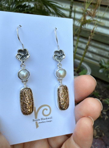 Phenomenal Antique Button & Pearl Earrings    #NU733